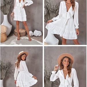 White dress with tie up top